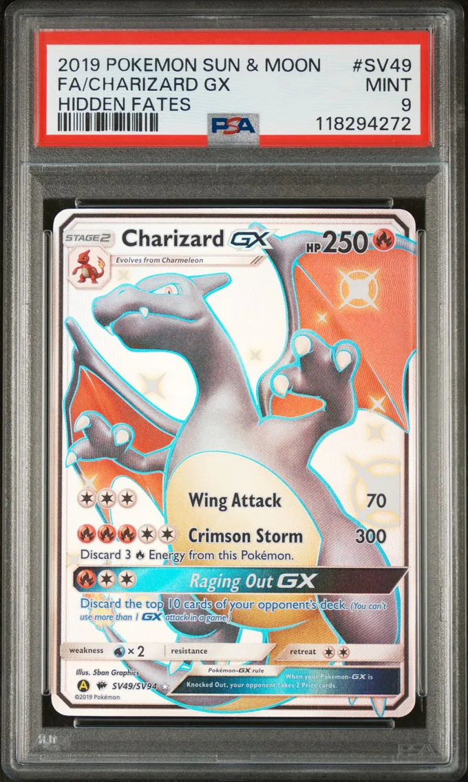 Charizard GX, graded PSA 9
